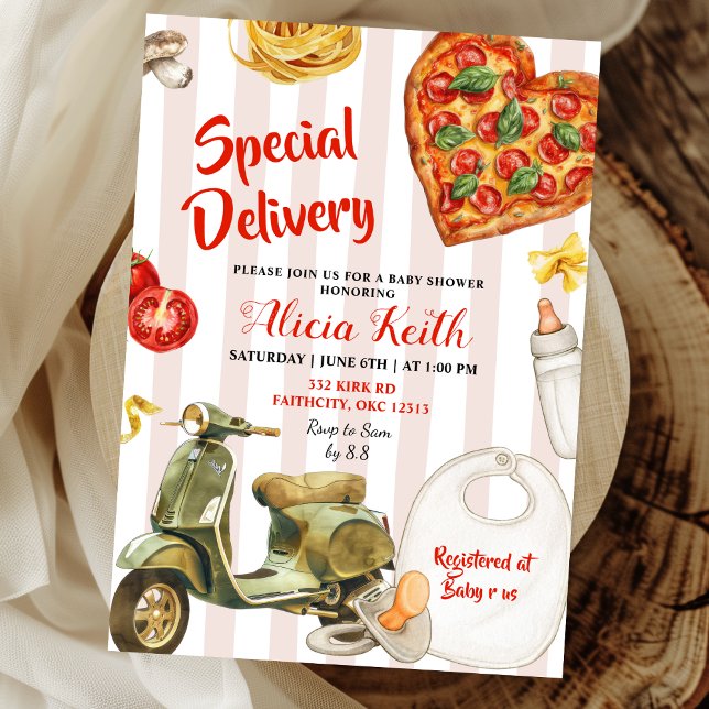 italian baby shower pizza special delivery einladung (Von Creator hochgeladen)