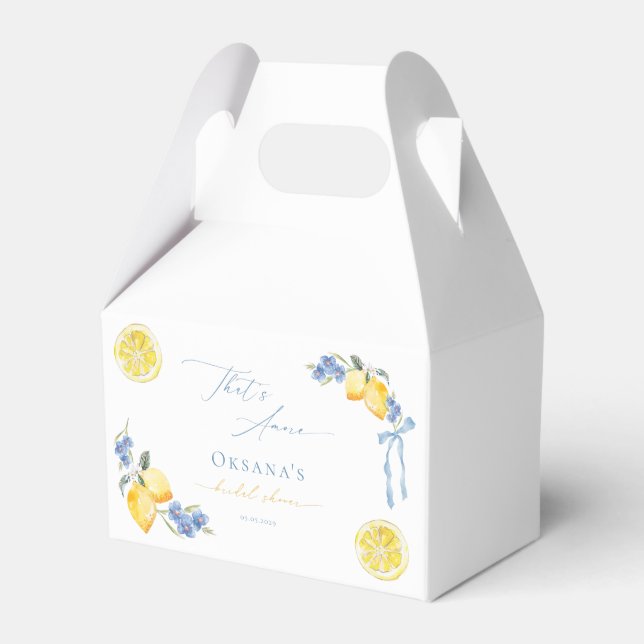 Italian Blue Bow Lemon That's Amore Bridal Shower Geschenkschachtel (Vorderseite)