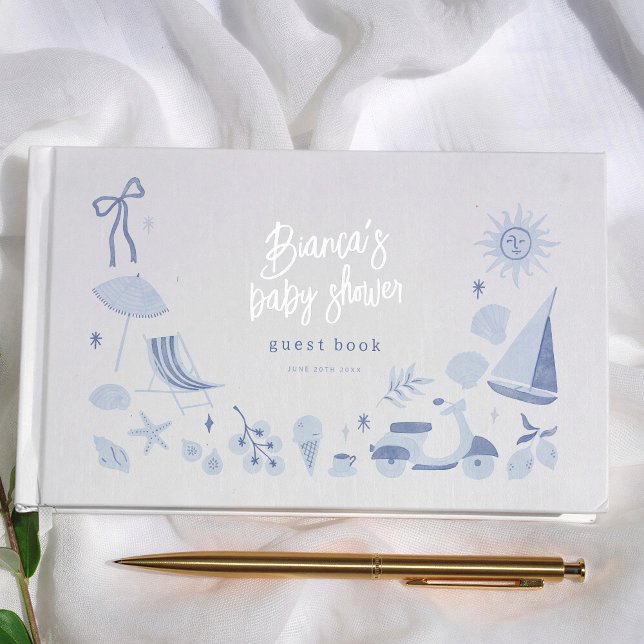 Italian Blue Boy Mediterranean Baby Shower Gästebuch (Von Creator hochgeladen)