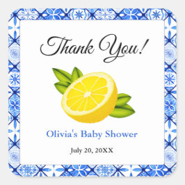 Italian Blue Tile Lemon Baby Showroom Vielen Dank Quadratischer Aufkleber