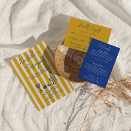 Italian Blue Yellow Hand Written Painted Wedding Einladung