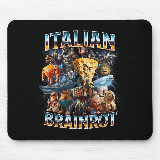 Italian Brain Rot Italian Brainrot Funny Memes Boy Mousepad (Vorne)