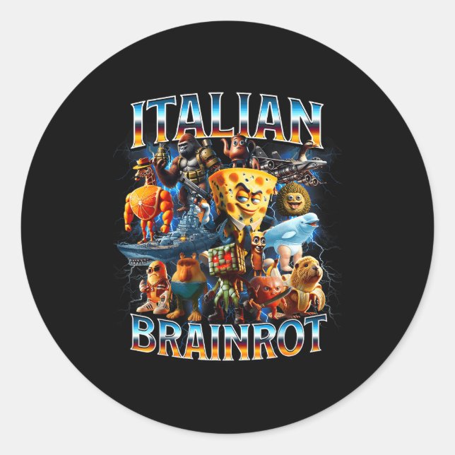 Italian Brain Rot Italian Brainrot Funny Memes Boy Runder Aufkleber (Vorderseite)