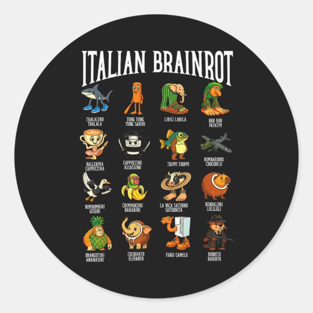 Italian Brainrot Ballerina Ino Character Meme Mix  Runder Aufkleber (Vorderseite)