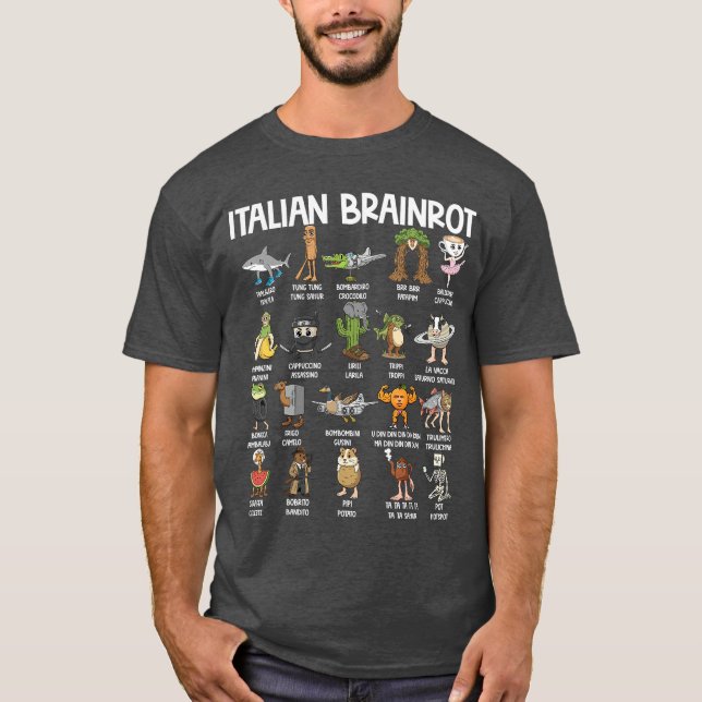 Italian Brainrot Characters Funny Meme Popular Tre T-Shirt (Vorderseite)