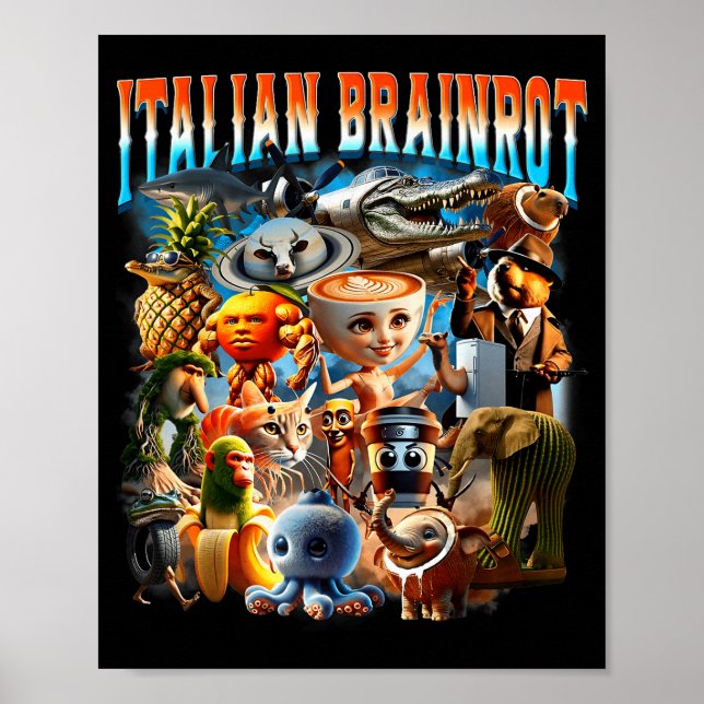 Italian Brainrot Characters Funny Meme Pular Trend Poster (Vorne)