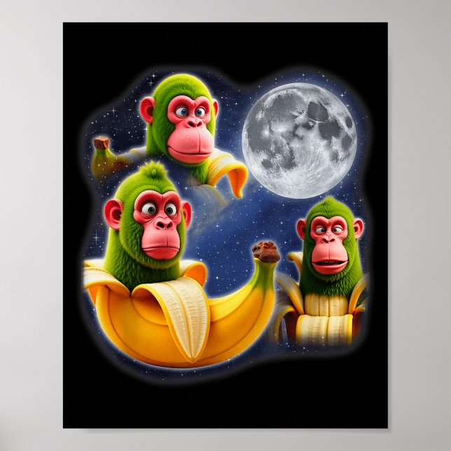 Italian Brainrot Chimpanzini Bananini 3 Moon Weird Poster (Vorne)