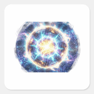 Italian Brainrot Cyberpunk Shark Chaos Design Quadratischer Aufkleber