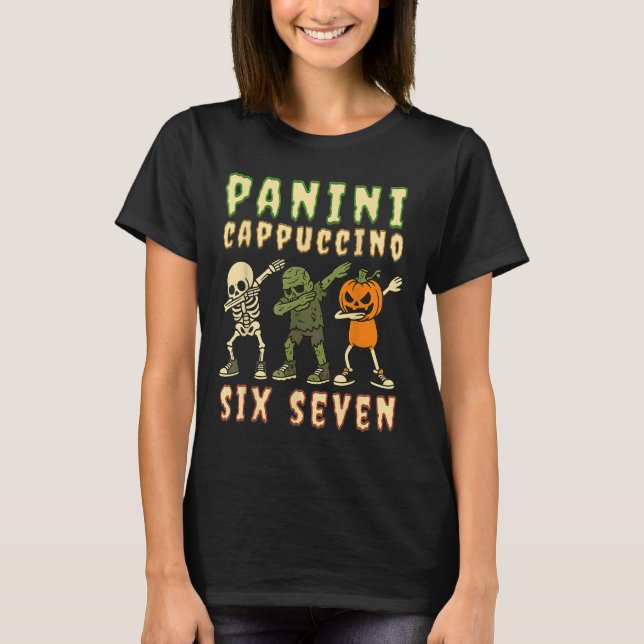 Italian Brainrot Halloween Panini Cappuccino Six S T-Shirt (Vorderseite)