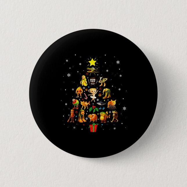 Italian Brainrot Meme Christmas Tree Brain Rot Xma Button (Vorderseite)