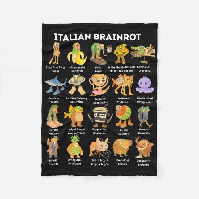 Italian Brainrot Meme For Kids Boy Men Women  Fleecedecke (Vorderseite)