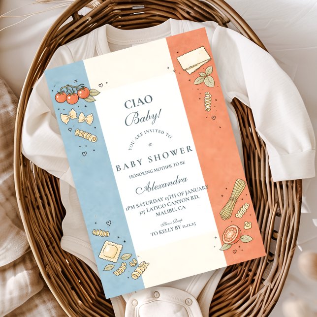 Italian Café Doodle Baby Shower Einladung (Von Creator hochgeladen)