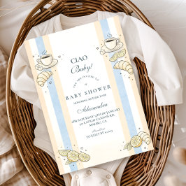Italian Café Doodle Stripes Baby Shower Einladung