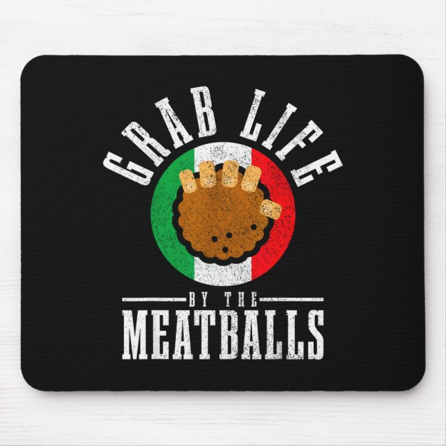 Italian Chef Grab Life By The Meat Funny Italy Ita Mousepad (Vorne)