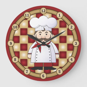 Italian Chef Große Wanduhr