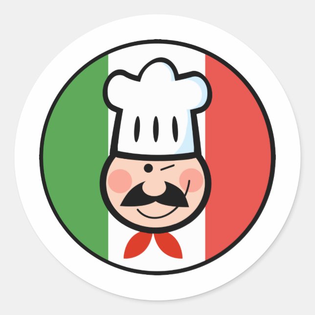 Italian Chef Runder Aufkleber (Vorderseite)