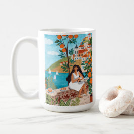 Italian Coast Café Scene Illustration Kaffeetasse