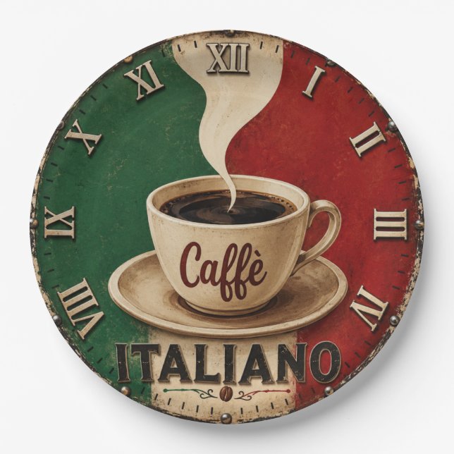 Italian Coffee Vintage Café Espresso Kitchen Gift Pappteller (Vorderseite)