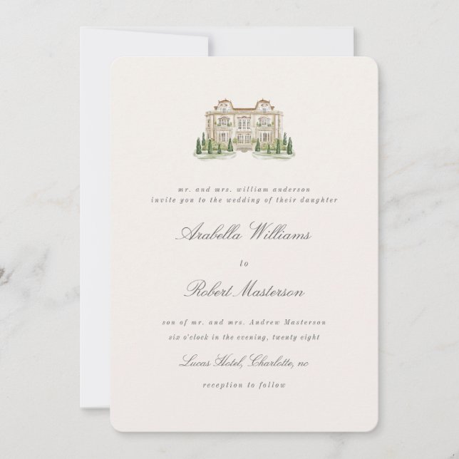 Italian Countryside Elegant Wedding Invitation Einladung (Vorderseite)