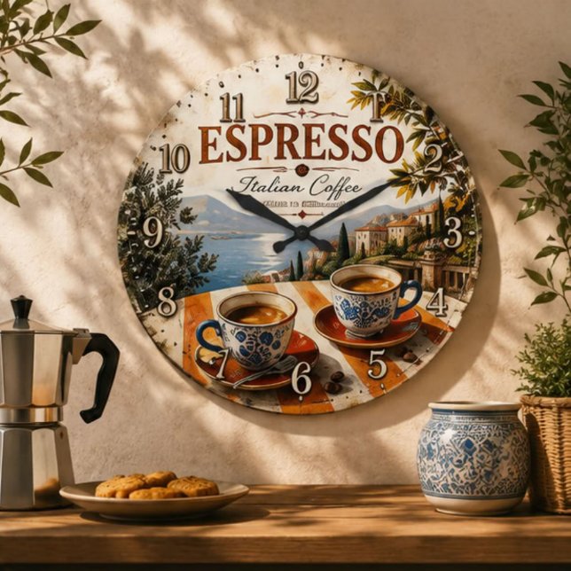 Italian Espresso Coffee Große Wanduhr (Von Creator hochgeladen)