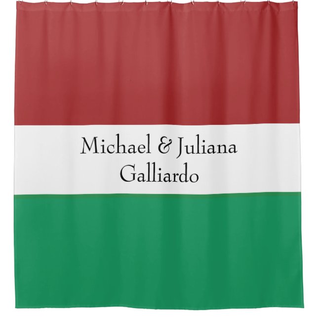 Italian Flag Colors Surname Name Custom  Duschvorhang (Vorderseite)