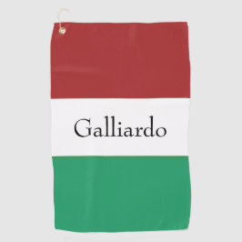 Italian Flag Colors Surname Name Custom  Golfhandtuch