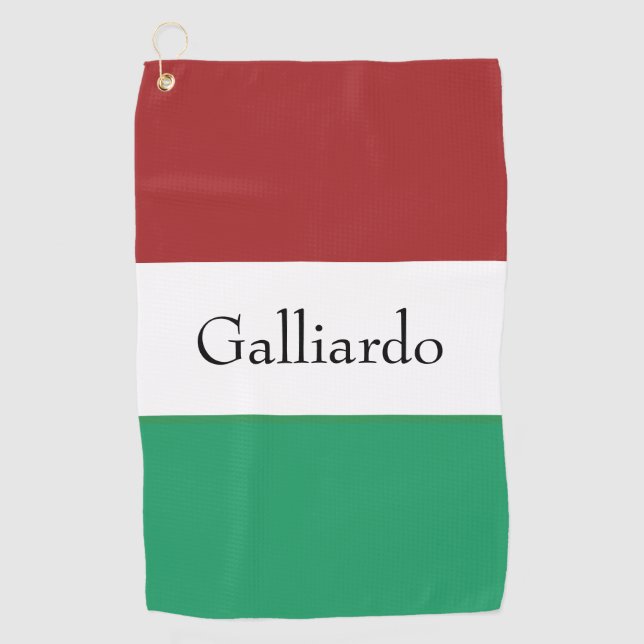 Italian Flag Colors Surname Name Custom  Golfhandtuch (Vorderseite)
