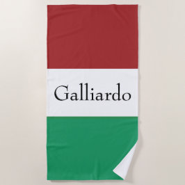 Italian Flag Colors Surname Name Custom  Strandtuch