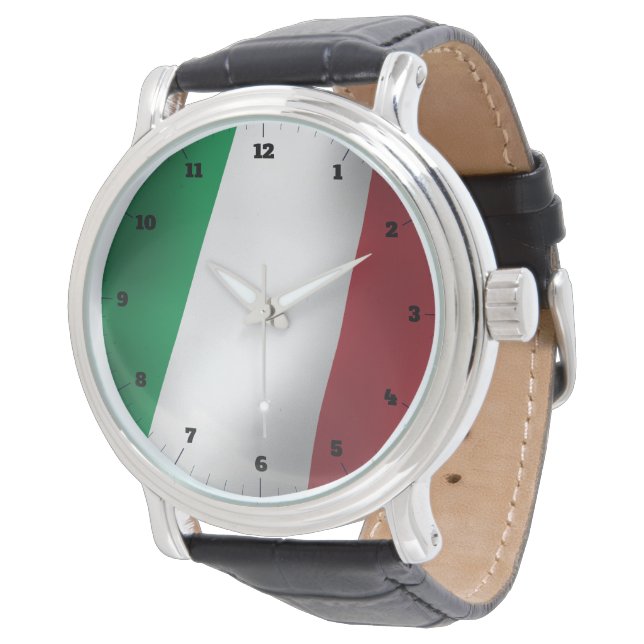 ITALIAN FLAG GREEN WHITE RED WATCH ARMBANDUHR (Schrägansicht)