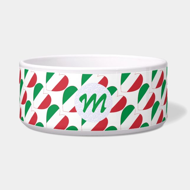 Italian Flag Heart Ruled and Personalized Pet Napf (Vorderseite)