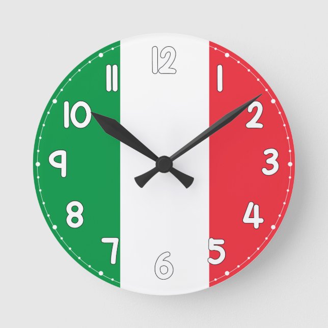 Italian Flag Wall Clock - Flag of Italy Runde Wanduhr (Vorderseite)