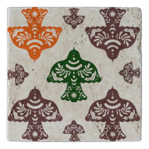 Italian folk art retro backsplash colorful kitchen