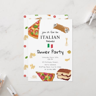 Italian Food Pizza & Pasta Dinner Party Theme Einladung