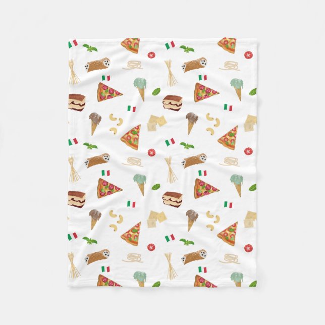 Italian Food Pizza Pasta Tiramisu Pattern Fleecedecke (Vorderseite)