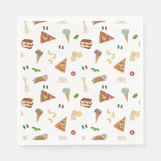 Italian Food Pizza Pasta Tiramisu Pattern Serviette (Vorderseite)