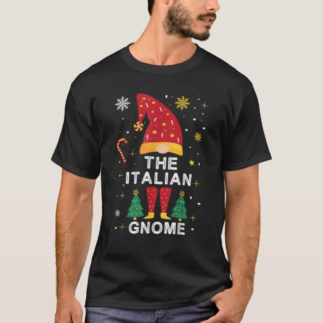 Italian Gnome Christmas Plaid Matching Family Funn T-Shirt (Vorderseite)