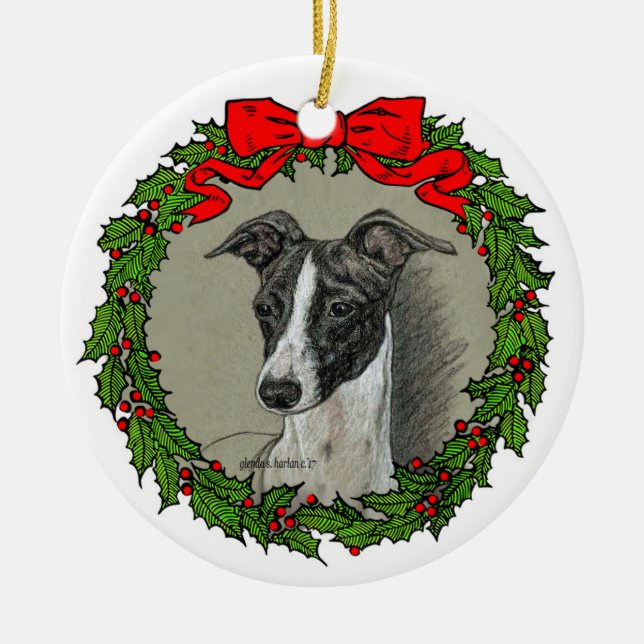 Italian Greyhound Art von Glenda S. Harlan Keramik Ornament (Vorne)