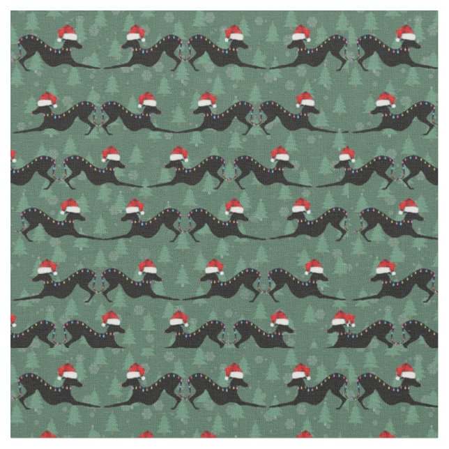 Italian Greyhound Christmas Fabic Stoff (Nahaufnahme)