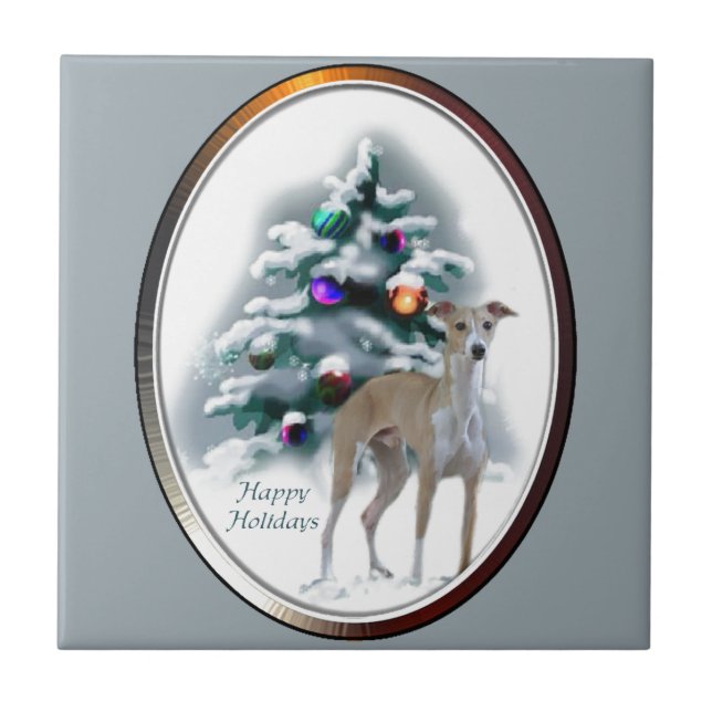 Italian Greyhound Christmas Fliese (Vorderseite)