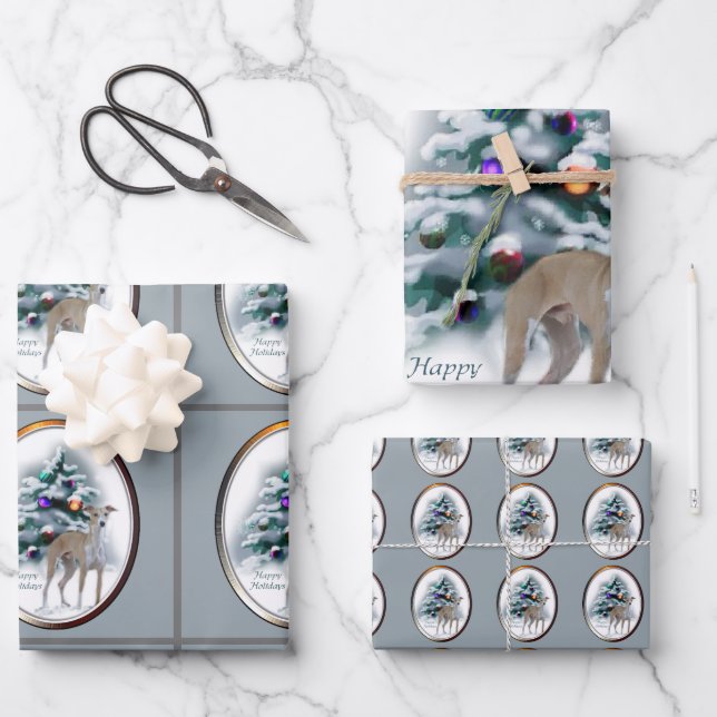 Italian Greyhound Christmas Geschenkpapier Set (Vorderseite)