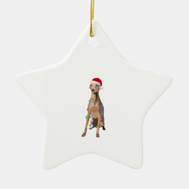 Italian Greyhound Christmas Lights Xmas Dog Lover Keramik Ornament (Vorne)