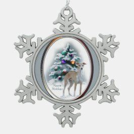 Italian Greyhound Christmas Schneeflocken Zinn-Ornament