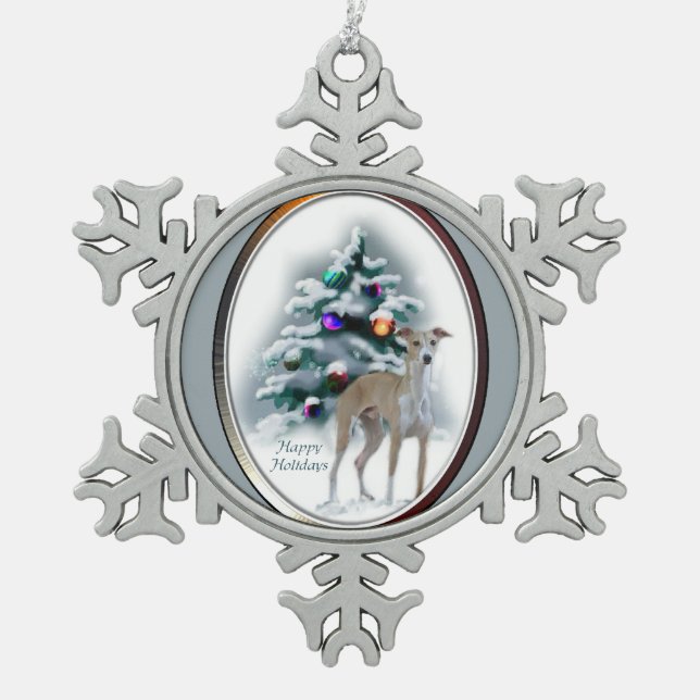 Italian Greyhound Christmas Schneeflocken Zinn-Ornament (Vorderseite)
