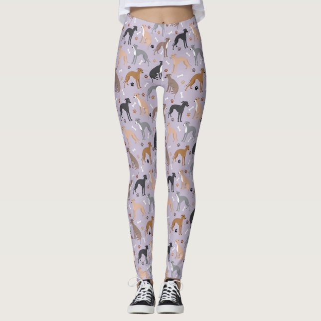 Italian Greyhound Dog Bones and Paws Leggings (Vorderseite)
