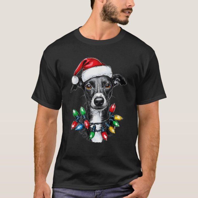 Italian Greyhound Dog Christmas Hat Xmas  T-Shirt (Vorderseite)