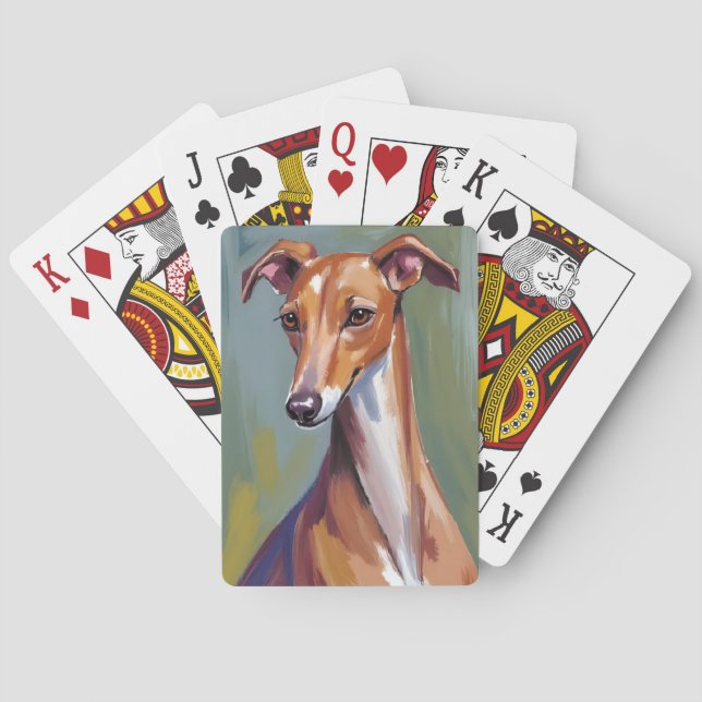 Italian Greyhound | Dog Painting Pet Spielkarten (Rückseite)