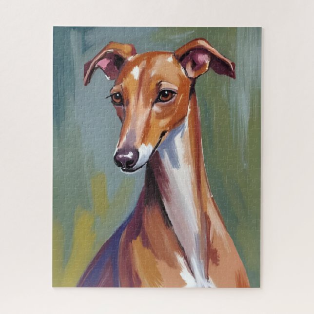 Italian Greyhound Dog Watercolor Pet Painting Puzzle (Vertikal)