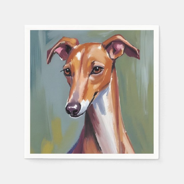 Italian Greyhound | Hunde-Aquarellmalerei Serviette (Vorderseite)