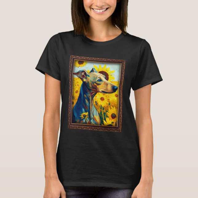 Italian Greyhound Painting Sunflower Flower Mom Wo T-Shirt (Vorderseite)