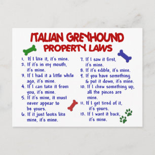 ITALIAN GREYHOUND Property Laws Postkarte